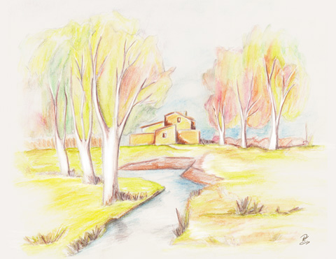 Landschaft - Buntstift