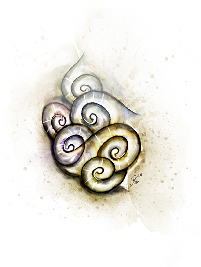 Colored Shell 01 - InkPen und Aquarell digital überarbeitet